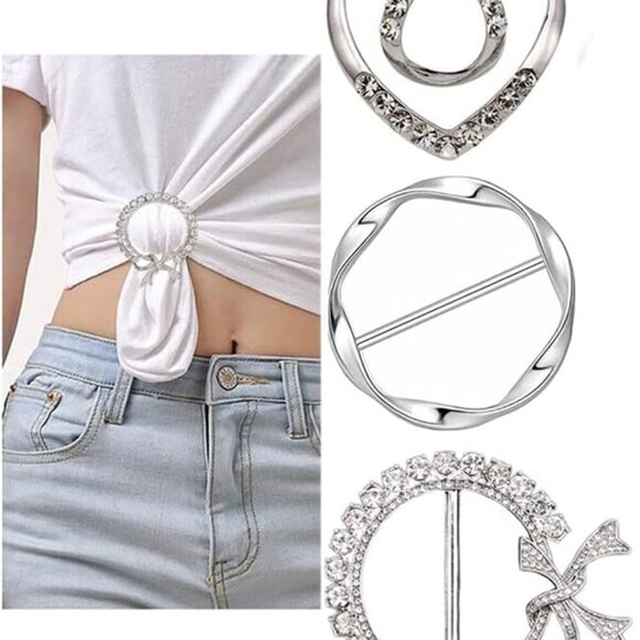 3 Pack Metal Tshirt Clips and Rings 1.9 Inch Large T-shirt Clip Scarf Ring for G - Picture 1 of 6